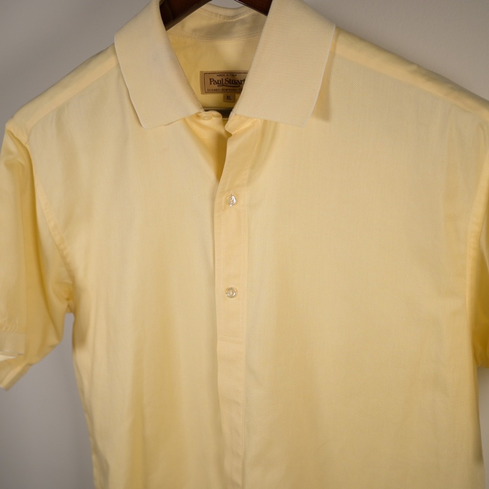 Paul Stuart Mens XL "Made in Italy" Yellow Pima Cotton Button Up Shirt Golf